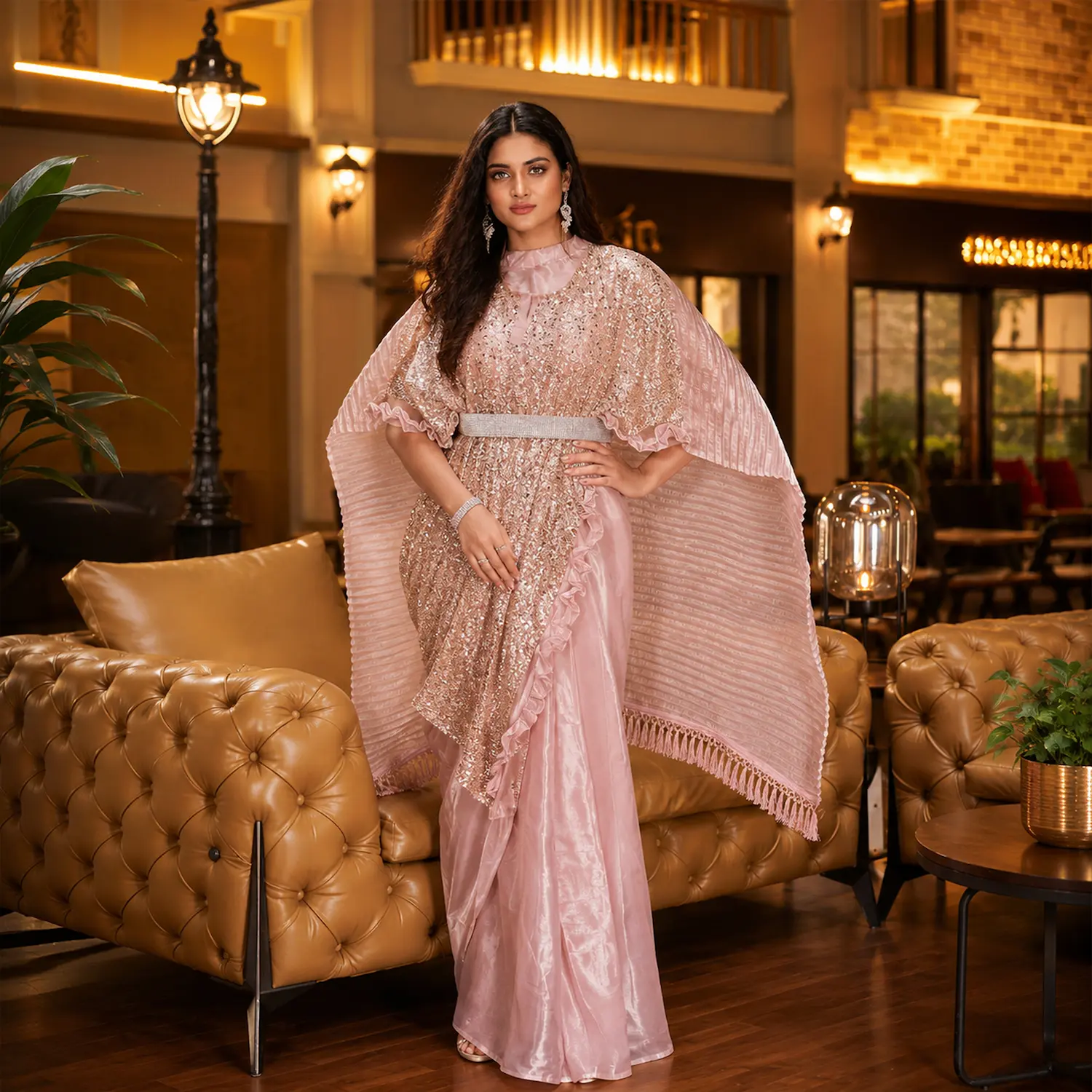 Cocktail party saree draping styles